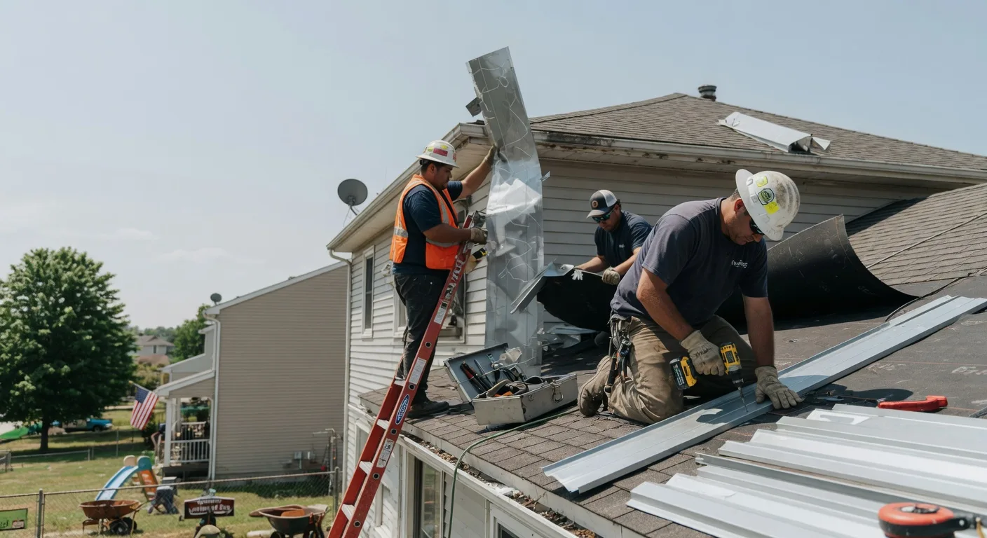 Storm Damage Metal Roof Repair in Cutchogue, NY